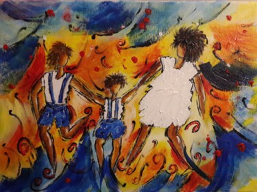 Painting titled "LE BONHEUR" by Christiane Guerry, Original Artwork, Acrylic