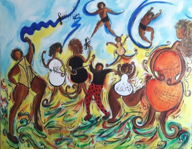 Painting titled "DE LA MUSIQUE" by Christiane Guerry, Original Artwork, Acrylic Mounted on Wood Stretcher frame