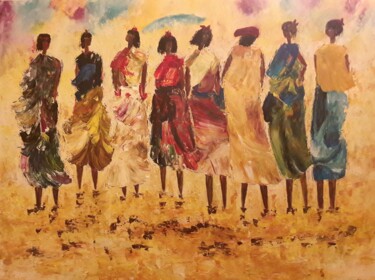 Painting titled "AFRICA" by Christiane Guerry (C.BIANCHI.GUERRY), Original Artwork, Acrylic Mounted on Wood Stretcher frame