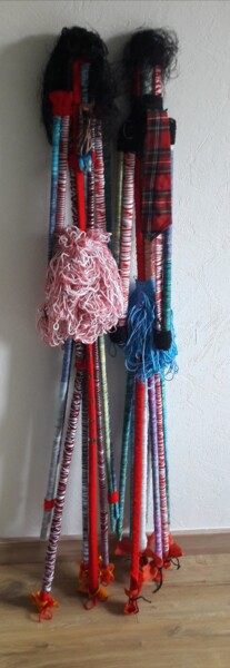 Текстильное искусство под названием "JE/TU MOI/TOI" - Christiane Guerry, Подлинное произведение искусства, Текстильное волок…
