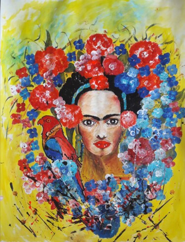 Pintura titulada "Frida toujours" por Christiane Guerry, Obra de arte original, Acrílico