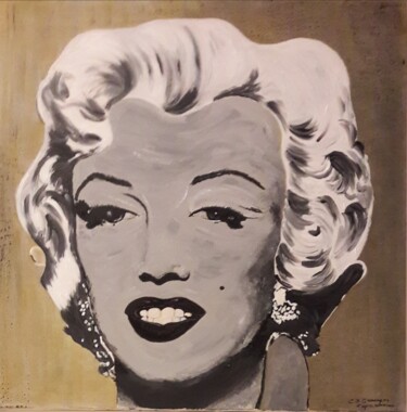 Painting titled "MARYLIN MONROE" by Christiane Guerry, Original Artwork, Oil Mounted on Wood Stretcher frame