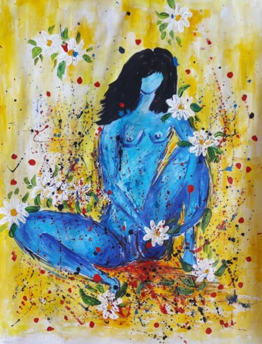 Pittura intitolato "LADY BLUE" da Christiane Guerry, Opera d'arte originale, Acrilico