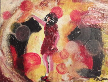 Pintura titulada "MES CHATS" por Christiane Guerry, Obra de arte original, Acrílico Montado en Bastidor de camilla de madera