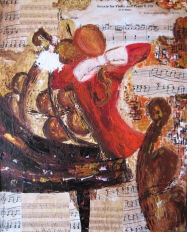 Painting titled "MOZART" by Christiane Guerry, Original Artwork, Oil