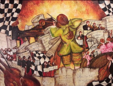 Pintura titulada "LE TRIOMPHE DE MOZA…" por Christiane Guerry, Obra de arte original, Oleo Montado en Bastidor de camilla de…