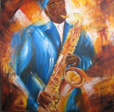 Painting titled "SAXO" by Christiane Guerry, Original Artwork, Oil