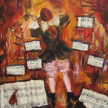 Painting titled "MOZART V" by Christiane Guerry, Original Artwork, Oil