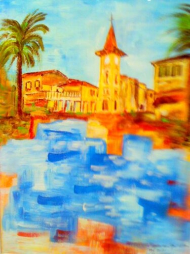 Painting titled "CAGNES SUR MER" by Christiane Guerry, Original Artwork, Oil