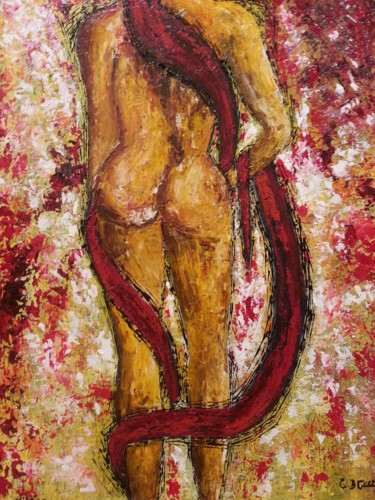 Pintura titulada "EVE OU LA TENTATION" por Christiane Guerry, Obra de arte original, Oleo Montado en Bastidor de camilla de…