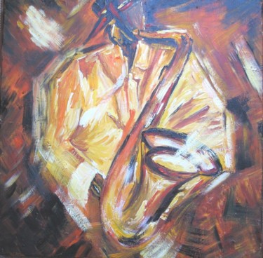 Painting titled "SAXOFOLIE'S" by Christiane Guerry, Original Artwork, Oil