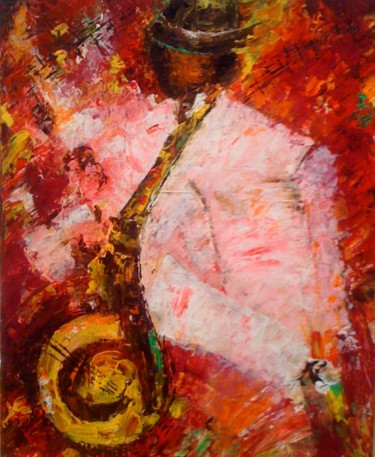 Peinture intitulée "JAZZMAN MOVE" par Christiane Guerry, Œuvre d'art originale, Huile