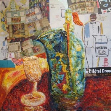 Painting titled "LE VERRE CASSE" by Christiane Guerry, Original Artwork, Oil