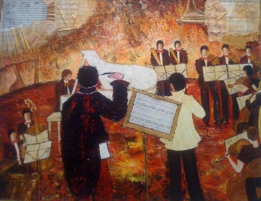 Painting titled "ORCHESTRAL" by Christiane Guerry, Original Artwork, Oil