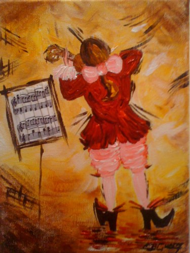 Painting titled "WOLFGANG AMADEUS MO…" by Christiane Guerry, Original Artwork, Oil
