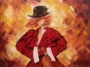 Painting titled "MA VIOLONISTE AUX C…" by Christiane Guerry, Original Artwork, Oil