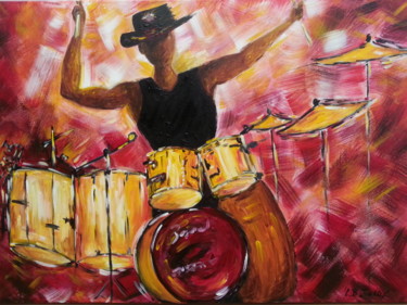 Painting titled "LE BATTEUR" by Christiane Guerry, Original Artwork, Oil