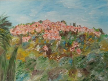 Painting titled "chateau de cagnes s…" by Christiane Guerry, Original Artwork, Oil