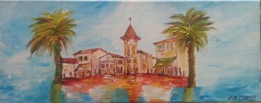 Painting titled "Bord de Mer Cagnes…" by Christiane Guerry, Original Artwork, Oil