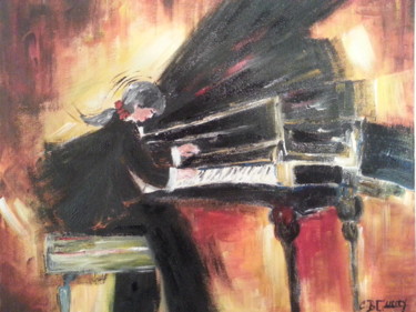 Painting titled "PIANISTE" by Christiane Guerry, Original Artwork, Oil