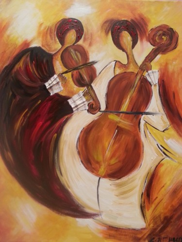 Peinture intitulée "VIOLONISTE ET VIOLO…" par Christiane Guerry, Œuvre d'art originale