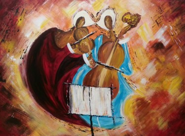 Painting titled "MUSICIENNES" by Christiane Guerry, Original Artwork, Oil