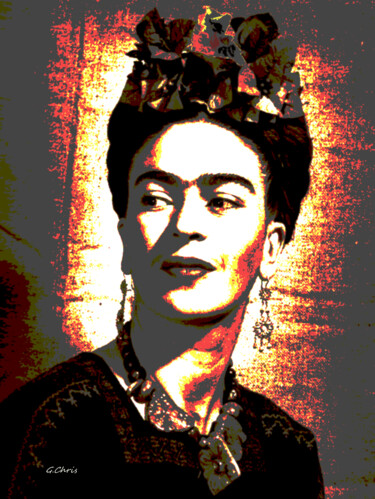 Arts numériques intitulée "Frida" par Christiane Guilleminot, Œuvre d'art originale, Travail numérique 2D