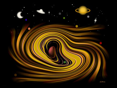 Digitale Kunst mit dem Titel "Folie dans le cosmos" von Christiane Guilleminot, Original-Kunstwerk, 3D Modellierung