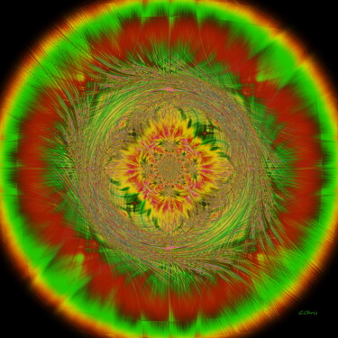 Artes digitais intitulada "Mandala champêtre" por Christiane Guilleminot, Obras de arte originais, Pintura digital