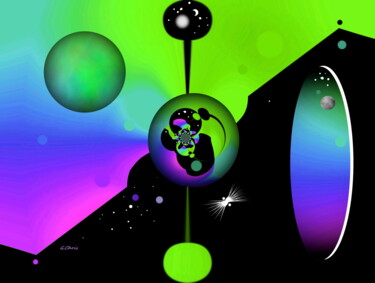 Digitale Kunst mit dem Titel "Univers parallèles 2" von Christiane Guilleminot, Original-Kunstwerk, 2D digitale Arbeit