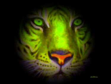Arte digitale intitolato "Tigre vegan" da Christiane Guilleminot, Opera d'arte originale, Pittura digitale