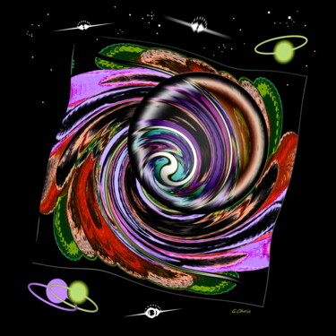 Digitale Kunst mit dem Titel "COSMOS FANTASY 7" von Christiane Guilleminot, Original-Kunstwerk, 2D digitale Arbeit