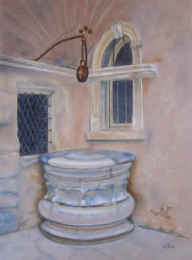 Peinture intitulée "Vieux puits dans le…" par Christiane Guilleminot, Œuvre d'art originale, Pastel