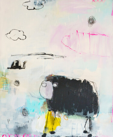 Schilderij getiteld "Wenn ich nur fliege…" door Christiane Lohrig, Origineel Kunstwerk, Acryl
