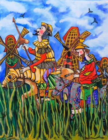 Ζωγραφική με τίτλο "Don Quixote - Paint…" από Christiane Marette (Christiane Marette - B.C Créations), Αυθεντικά έργα τέχνης…