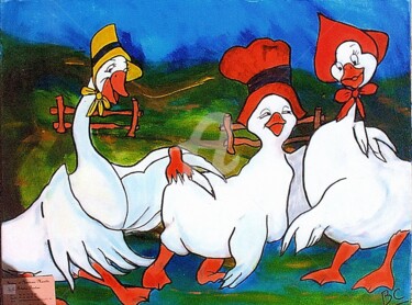 Pintura intitulada "Geese Dance Contemp…" por Christiane Marette (Christiane Marette - B.C Créations), Obras de arte origina…