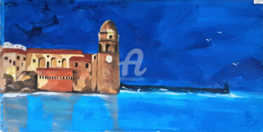 Painting titled "Collioure in the cl…" by Christiane Marette (Christiane Marette - B.C Créations), Original Artwork, Acrylic