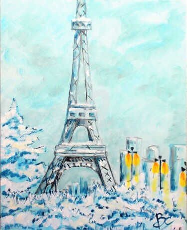 Pintura intitulada "The Eiffel Tower un…" por Christiane Marette (Christiane Marette - B.C Créations), Obras de arte origina…