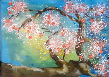 Schilderij getiteld "Spring flowering ch…" door Christiane Marette (Christiane Marette - B.C Créations), Origineel Kunstwerk…