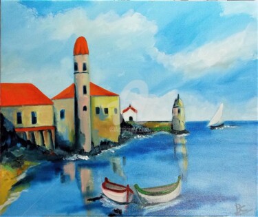 Painting titled "Collioure painting…" by Christiane Marette (Christiane Marette - B.C Créations), Original Artwork, Oil