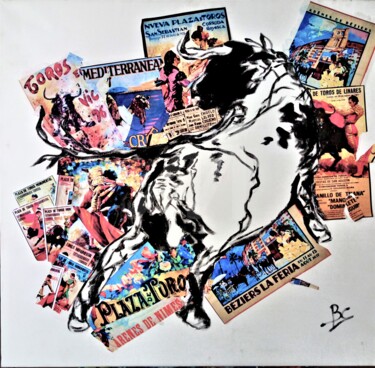 Bullfighting - Corrida -Feria - Modern painting - Collages Peinture intitulée "Bullfighting - Corr…" par Christiane Marette (Christiane Marette - B.C Créations), Œuvre d'art originale…