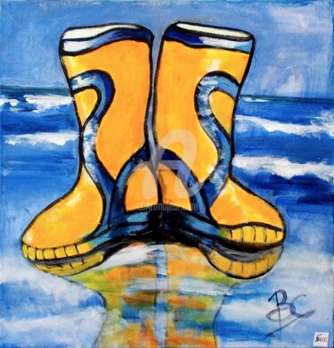 Painting titled "Painting "Boots of…" by Christiane Marette (Christiane Marette - B.C Créations), Original Artwork, Acrylic