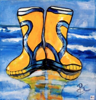 Painting "Boots of the sea" - Contemporary art - Figurative Malerei mit dem Titel "Painting "Boots of…" von Christiane Marette (Christiane Marette - B.C Créations), Original-Kunstwerk,…