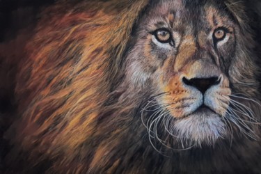 Peinture intitulée "Le lion" par Christiane Mory, Œuvre d'art originale, Pastel