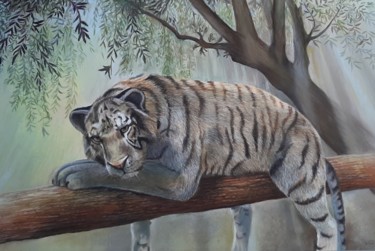 Peinture intitulée "Tigre" par Christiane Mory, Œuvre d'art originale, Pastel