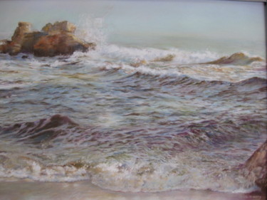 Painting titled "La plage du Platin" by Christiane Mory, Original Artwork, Pastel