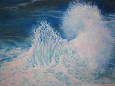 Peinture intitulée "Vague dentelle" par Christiane Mory, Œuvre d'art originale, Pastel Monté sur Carton