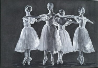 Painting titled "Ballerines" by Christiane Mory, Original Artwork, Pastel