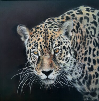 Painting titled "Le jaguar" by Christiane Mory, Original Artwork, Pastel