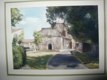 Painting titled "L'église de Neuvicq…" by Christiane Mory, Original Artwork